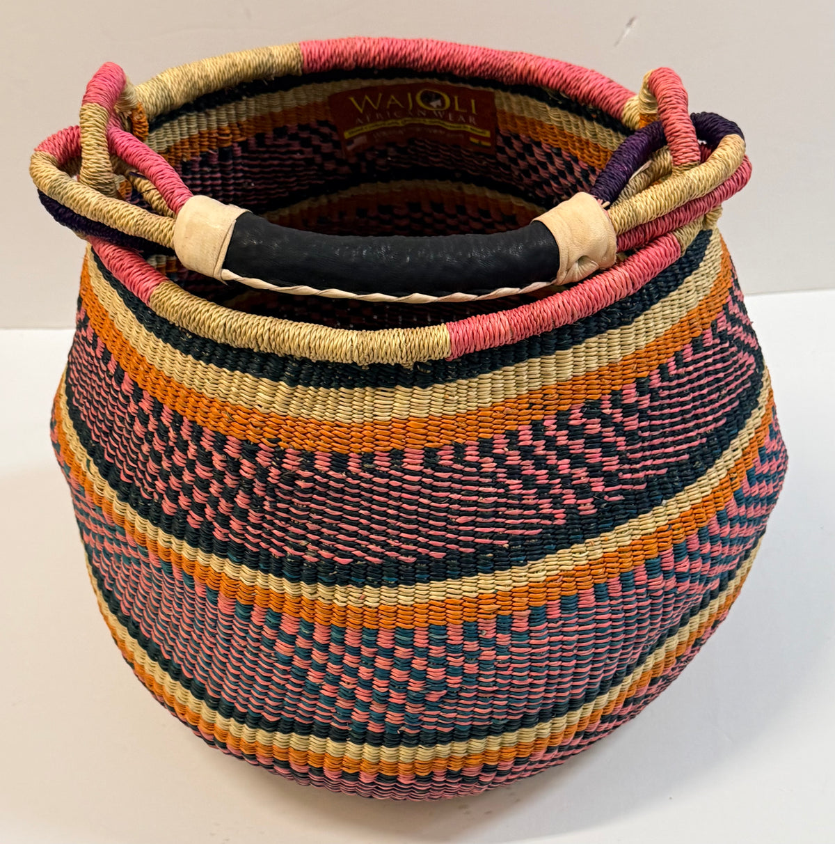 Handwoven Beach Basket | Multicolor Stripe