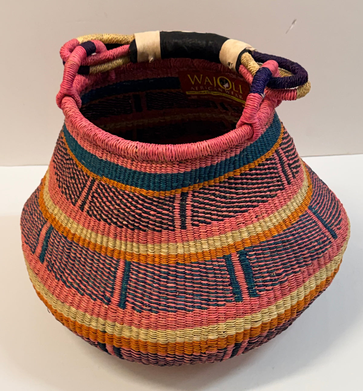 Handwoven  Beach Basket | Multicolor Stripe