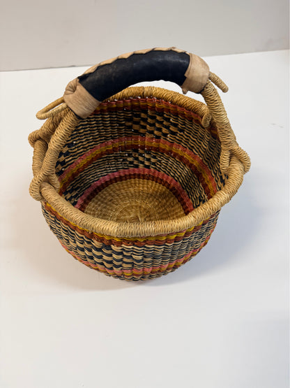 Handwoven  Gift Basket with Handle | Natural Tan