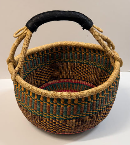 Handwoven Shopping Basket | Black & Natural Geometric