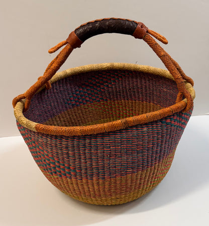 Handwoven Shopping Basket | Black & Natural Geometric