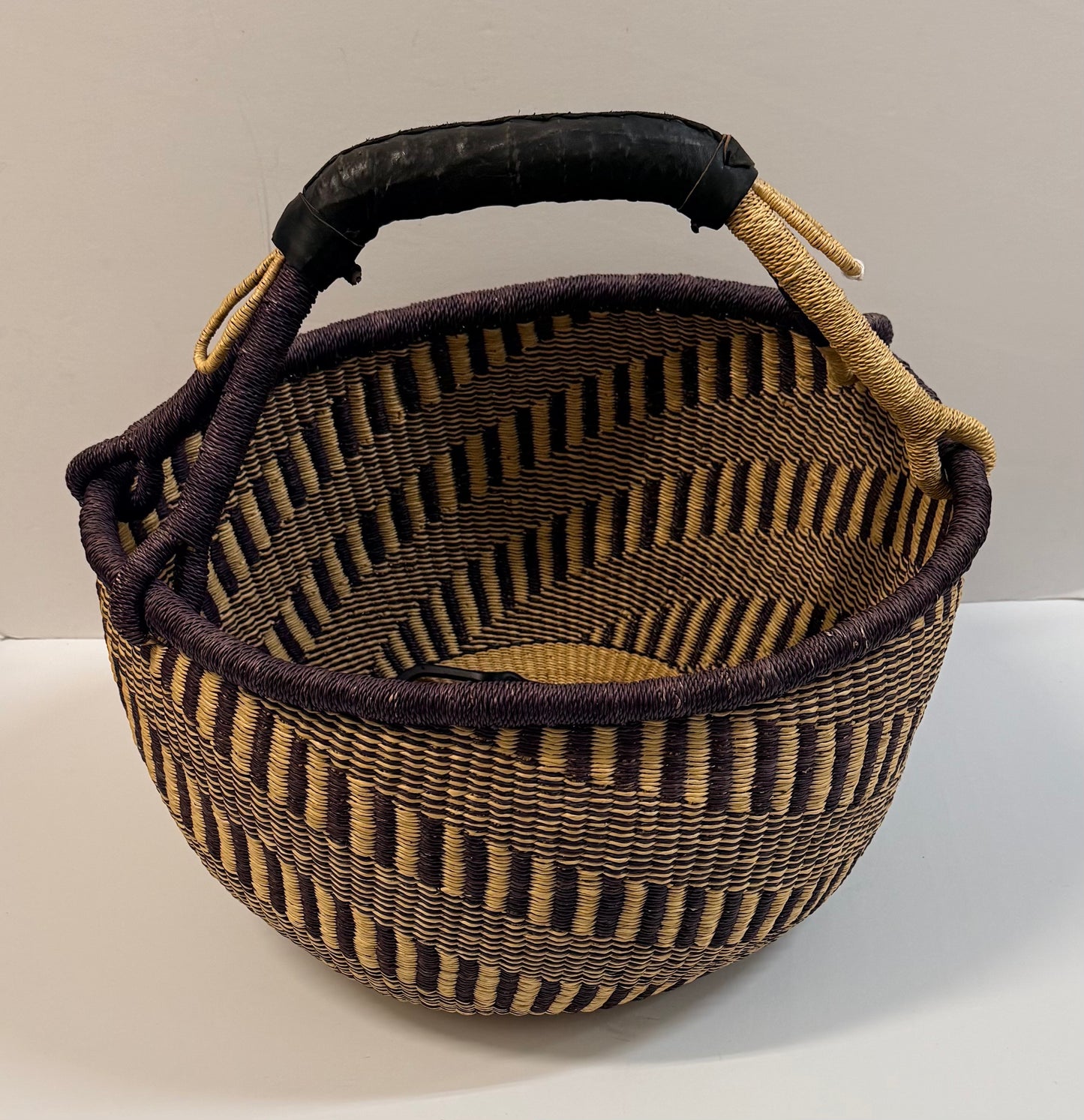Handwoven Shopping Basket | Black & Natural Geometric