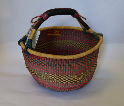 Handwoven Shopping Basket | Black & Natural Geometric