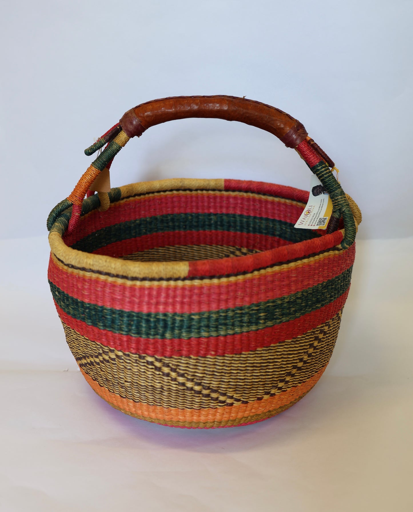 Handwoven Shopping Basket | Black & Natural Geometric