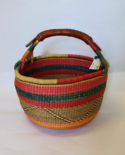 Handwoven Shopping Basket | Black & Natural Geometric
